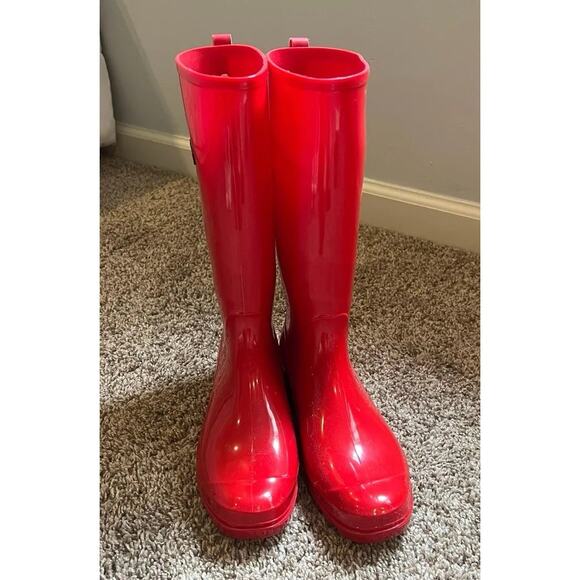 Planone Shoes - Planone Tall Rain Boots Waterproof Garden Shoes Anti-Slip Women's Red Size 8